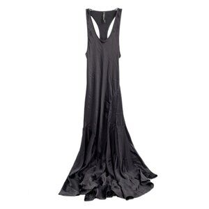 Anthropologie Gray Silk Asymmetrical Hem Maxi Dress | Size XXS